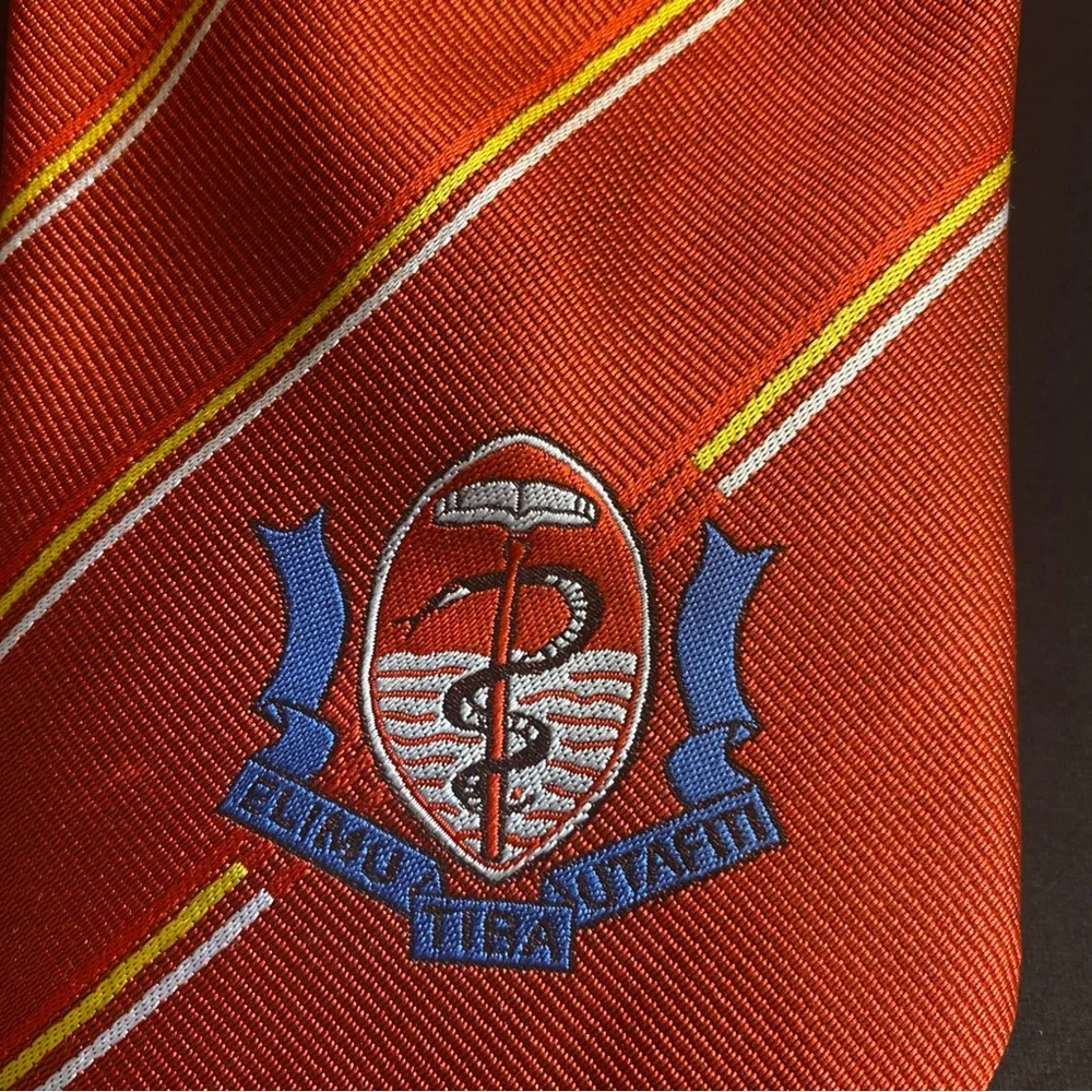 Kia Long Neck Tie Featuring MUHAS University School‎ Crest For Medicine Stripes